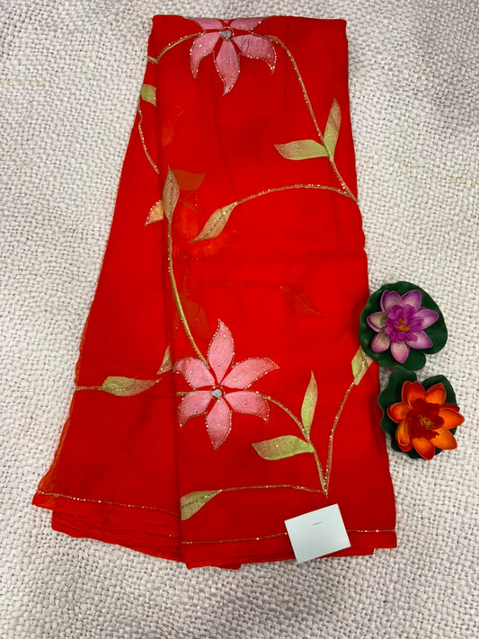 SEMI CHIFFON WORK SAREE