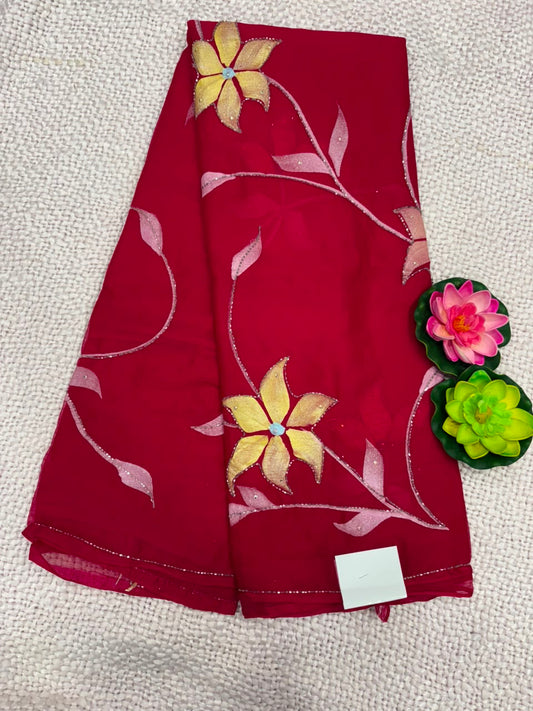 SEMI CHIFFON WORK SAREE